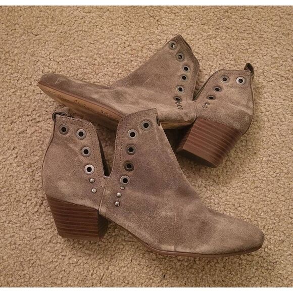 Sam Edelman Riveted Cutaway Leather Booties Taupe Women's 8 - Picture 1 of 6